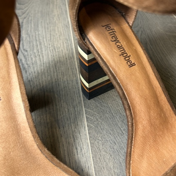 Jeffrey Campbell Lindsay Open Toe Brown Suede Striped Heels Size 9 - Picture 9 of 13